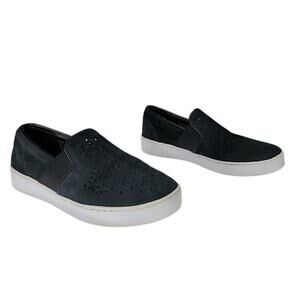 Vionic Loafers sz 6 Women Kani‎ Suede Leather Perforated  Black White Platform